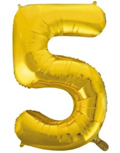 Talet 5 - Guldfärgad JUMBO Folieballong 86 cm
