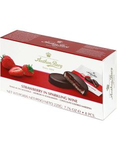 Anthon Berg jordgubbe i mousserande vin - chokladöverdragen marsipan och jordgubb 220 gram