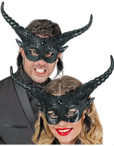 Teatralsk Svart Djevel Øyemaske