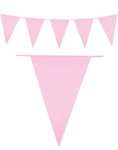 10 Meter lång Banderoll med Ljusrosa Vimplar