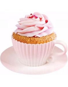 4 stk Cupcakeforme Formet som Tekopper med Asjetter - Silikon