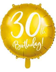30th Birthday - Rund Guldfärgad Folieballong 45 cm