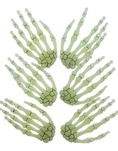 6 stk Skjeletthånd 7x12 cm - Lyser i mørket!