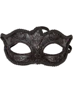 Venetian Svart Øyemaske m/Glitter