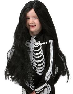 Svart Långhårig Barnperuk