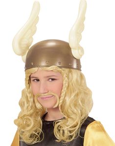 Blond Asterix/Viking Peruk till Barn med Mustasch