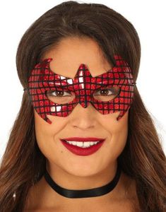 Metallisk Rutete Rød Superheltmaske i Plast