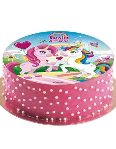 Kakebilde med Motiv av 2 Søte Enhjørninger