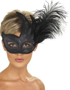Orientalisk Black Feather Mask