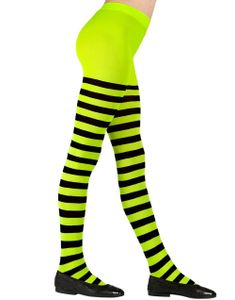 Randiga svarta och neongula strumpbyxor till barn