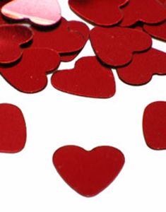 Röda Metallic Stora Hjärtan Bordskonfetti 10 gram