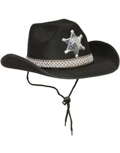 Svart Cowboyhatt med Sheriffstjärna
