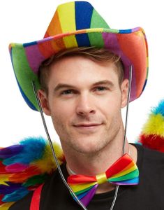 Regnbågsfärgad Cowboyhatt med Snodd