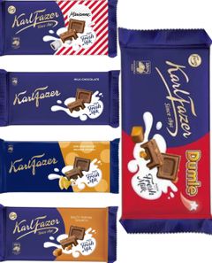 Taste Them All - Karl Fazer Mjölkchokladkaka - Fem Smaker - Paketerbjudandene