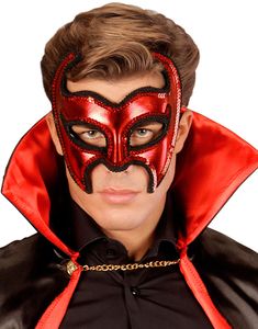 Röd Djävul Ögonmask med Paljetter