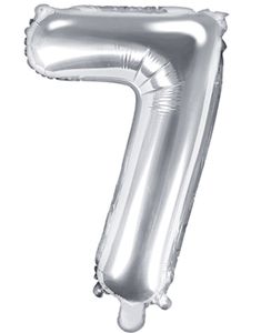 Talet 7 - Silverfärgad 35 cm Folieballong