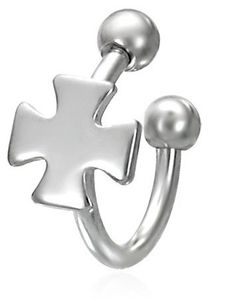 Riddarkors - 1.2 x 10 mm Silverfärgad Ögonbrynspiercing