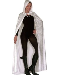Vit Velourkappa m/Hätta - 150 cm