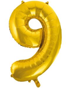 Talet 9 - Guldfärgad JUMBO Folieballong 86 cm