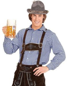 Blå och Vit Rutig Kostymskjorta för Herrar