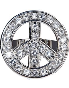 Peace and Love - Silverfärgad Justerbar Ring med Stenar