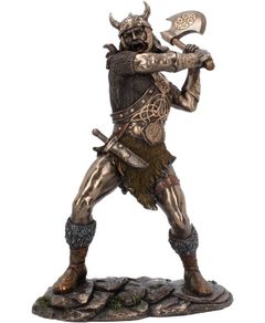 Vikingen Går Bärsärk - Bronsfärgad Figur 28 cm 