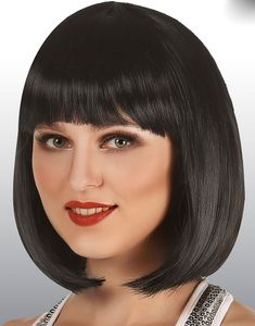 Svart Deluxe Bobperuk med Naturligt Utseende