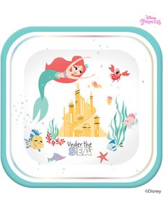 4 stk Fyrkantiga Papptallrikar 24x24 cm - Den Lilla Sjöjungfrun