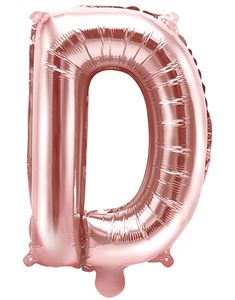 Bokstaven D - Roséguldfärgad 35 cm Folieballong