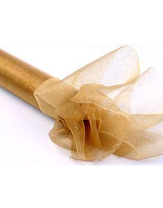 GULDFÄRGAD Organzalöpare med Glitter 36 cm x 9 meter