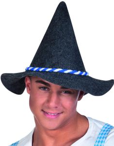 Grå Oktoberfesthatt med Vitt och Blått Tvinnat Band