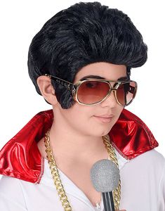 Svart Elvis Inspirerad Peruk till Barn