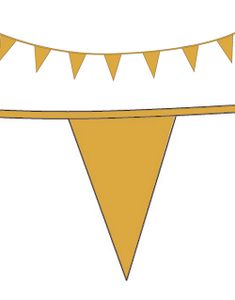 10 Meter lång Banderoll med Guldfärgade Vimplar