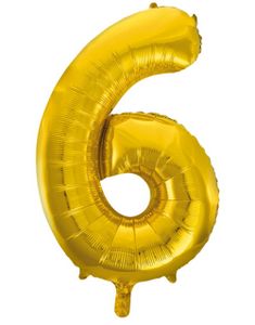 Talet 6 - Guldfärgad JUMBO Folieballong 86 cm