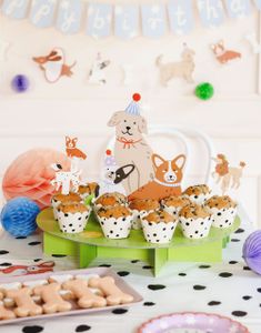 Kakestativ Hunder 35x45 cm - Dog Party