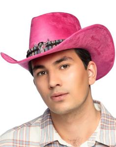 Rosa Cowboyhatt med Snor og Emblem