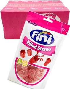 16 st Fini Sour Filled Straws - Korta Vingummistrån med Geléfyllning - Helt Paket 2,64 kg