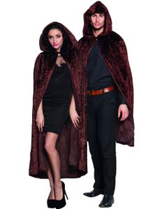 Brun Velourkappa med Stor Hätta 170 cm