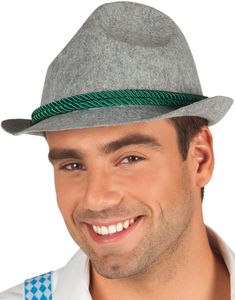 Grå Oktoberfesthatt med Gröna Tvinnade Rep