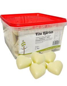 2,4 kg Hvite Sjokoladhjerter - Hvit sjokolade formet som Hjerter