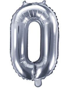 Talet 0 - Silverfärgad 35 cm Folieballong