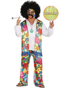 Hippie Herrkostym 3 Delar