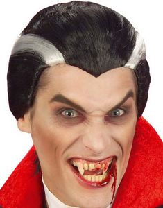 Vampyrperuk - Svart med Vita Slingor