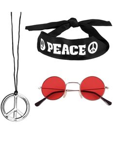 Hippieset - Hårband, Glasögon och Smycke