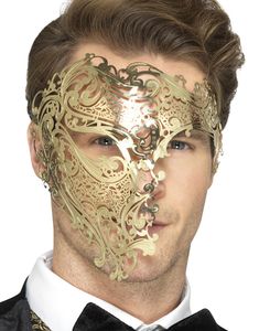 Guldfärgad Filigree Phantom Ögonmask i Metall