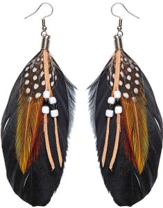 Stickördobbar med Hängande Fjäder och Pärlor