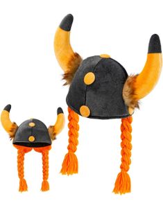 Vikinghatt med Pels, Horn og Fletter