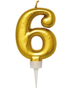 6 Tal - Guldfärgat Tårtljus 11 cm