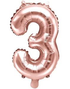 Talet 3 - Roséguldfärgad JUMBO Folieballong 86 cm
