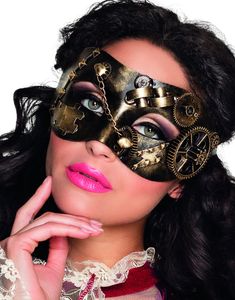 Steampunk Ögonmask i Svart och Guldfärgat